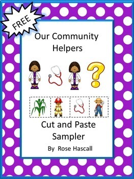 Preview of FREE Community Helpers Cut and Paste Worksheets Special Education Kindergarten