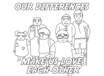 Preview of Color sheet Our Differences Make Us Love Each Other 2