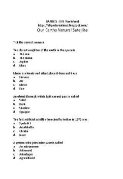 Preview of Our Earths Natural Satellite - 5th Grade Worksheet