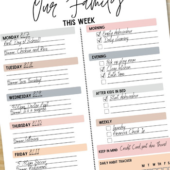 Our Family Weekly Printable Planner by Class Hacked Digital Tools and ...