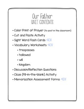 Our Father Prayer Activity Packet by Primary Circus | TpT