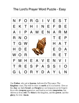 The Lord S Prayer Word Search Puzzles 3 Levels Distance Learning Christian