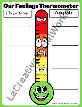 Our Feelings Thermometer by La Creativa Social Worker | TPT