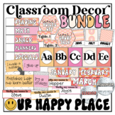 Our Happy Place Classroom Decor Bundle | Retro Groovy Disco