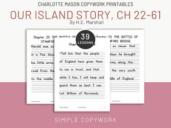 Preview of Our Island Story Ch. 22-61 Print Copywork for Charlotte Mason Homeschoolers