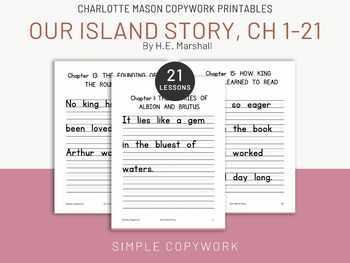 Preview of Our Island Story ch.1-21 Copywork for Charlotte Mason Homeschoolers in Print