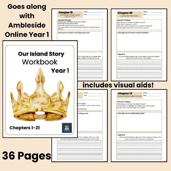 Preview of Our Island Story Worksheets Ambleside Online Year 1 Chapters 1-21 Visual Aids