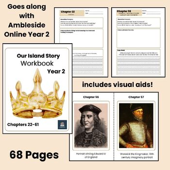 Preview of Our Island Story Worksheets Ambleside Online Year 2 Chapters 22-61 Copy Work