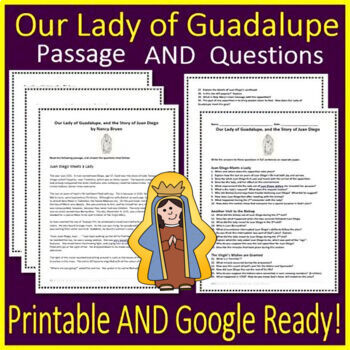 Preview of Our Lady of Guadalupe and Saint Juan Diego Passage and Question Activities