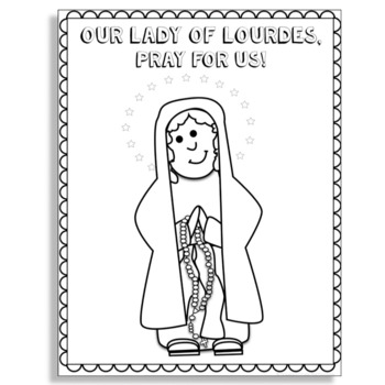 Preview of Our Lady of Lourdes Coloring Page FREEBIE!!