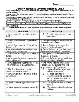 Preview of Our New Nation and Government Study Guide