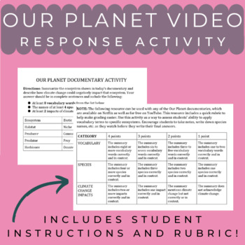 Preview of Our Planet Documentary Activity - Netflix & YouTube NGSS
