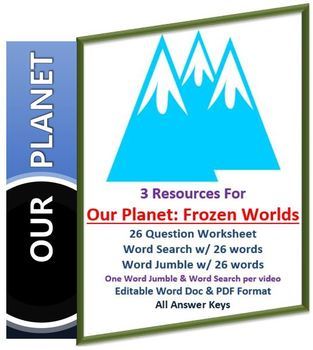 Preview of Our Planet: Frozen Worlds Netflix Video Questions, Worksheet, Word Search Jumble