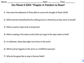 Our Planet II S2E4 “Chapter 4: Freedom to Roam” Netflix Worksheet