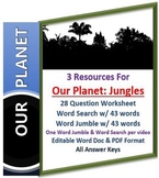 Our Planet: Jungles Netflix Video Questions, Worksheet, Word Search & Jumble