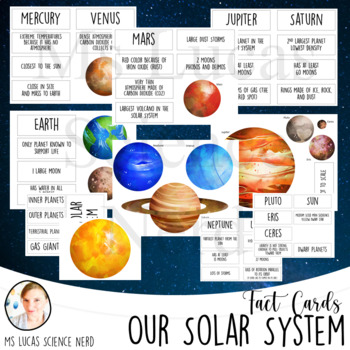 Preview of Our Solar System Interesting Fact Printable Classroom/Matching Cards