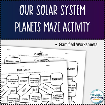 Preview of Our Solar System Planets Maze Worksheets