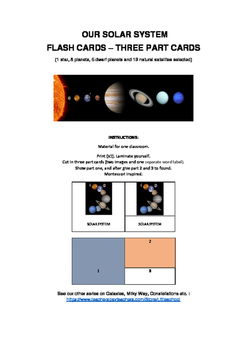 Preview of Our Solar System - Three part cards - Montessori Inspired