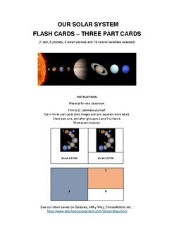 Preview of Our Solar System Three parts cards Montessori Inspired
