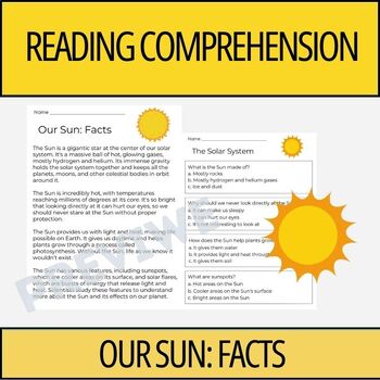 Preview of Our Sun: Facts - Reading Comprehension Activity | 2nd Grade & 3rd Grade