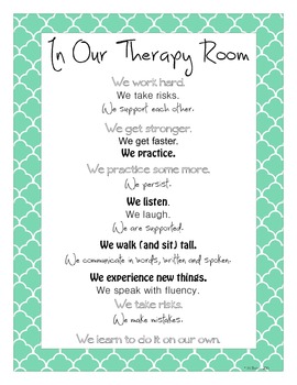Preview of 8.5x11 Therapy Room Poster