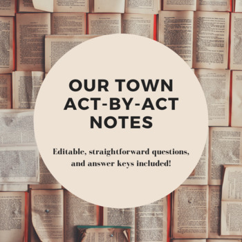 Preview of Our Town Guided Act-by-Act Notes--Editable with Answer Keys