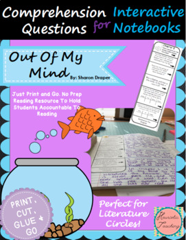 Preview of Out Of My Mind Comprehension Questions for Interactive Notebooks