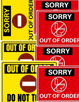 Preview of Out Of Order Signs (10 PDF Printables)