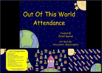 Preview of Out Of This World Attendance  (SMARTBoard)