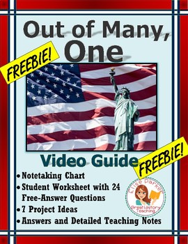 Preview of FREE: Out of Many, One Worksheets and Video Guide