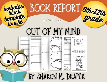 Preview of Out of My Mind, 6th-12th Grade Book Report Brochure, PDF, 2 Pages