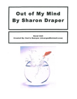 Preview of Out of My Mind Novel Unit with chapter questions, quizzes and skill sheets
