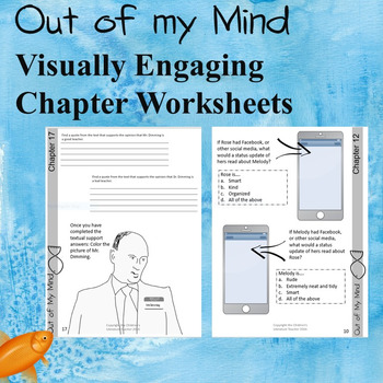 Preview of Out of my Mind Chapter Questions (Novel Study, Worksheets)