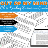 Out of My Mind Novel Study Close Reading Discussions & Cha