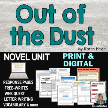 Preview of Out of the Dust - Novel Study Unit - Print & DIGITAL