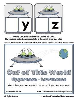 Preview of Out of this World Upper - Lower Case Matching - Alphabet  Preschool Kindergarten