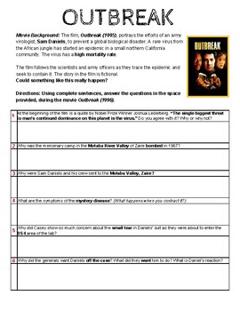 Preview of Outbreak (1995) - Movie worksheet!! Video links included!!