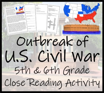 Preview of Outbreak of American Civil War Close Reading Comprehension | 5th & 6th Grade