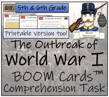 Preview of Outbreak of World War I 5th Grade & 6th Grade BOOM Cards™ Comprehension Activity