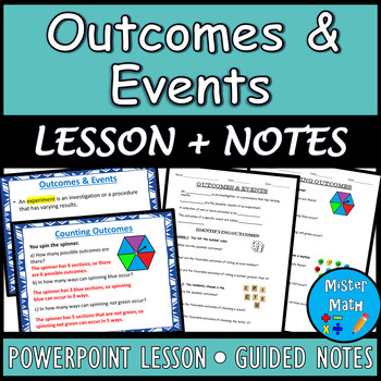 Preview of Outcomes & Events (Probability) PowerPoint and Guided Notes BUNDLE