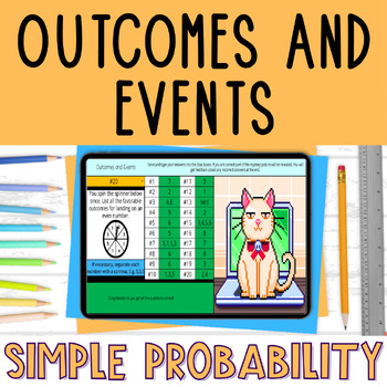 Preview of Outcomes and Events 7th Grade Math Simple Probability Pixel Art Activity