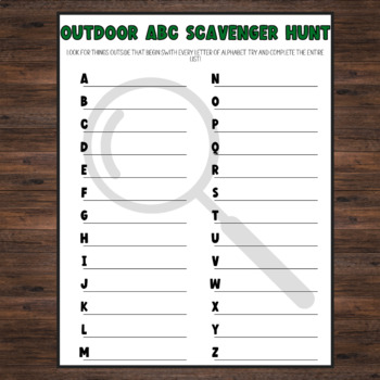 Outdoor Alphabet Scavenger Hunt, Kids Outdoor Activity by McMaglo Creates