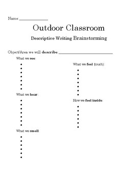 Preview of Outdoor Classroom Descriptive Writing Brainstorming - Four Senses plus Emotions