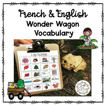 Preview of Outdoor Education - Seasonal Clipboard Vocab (Wonder Wagon) - FRENCH & ENGLISH