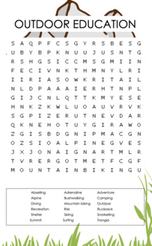 Preview of Outdoor Education Word Search *printable*