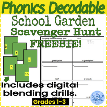 Preview of Outdoor Learning School Garden Phonics Decodable Activity ss, ee, ar, ir, unk