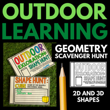 Preview of Outdoor Math | 2D and 3D Shapes Hunt | Mini Book | Geometry Scavenger Hunt