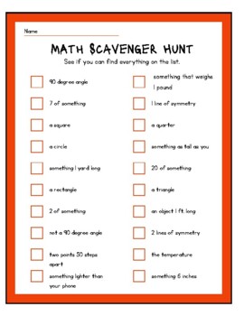 Outdoor Math Scavenger Hunt by Jessica Meyer | TPT