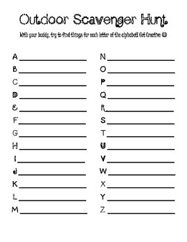 Outdoor Scavenger Hunt by Fun in Middle | Teachers Pay Teachers