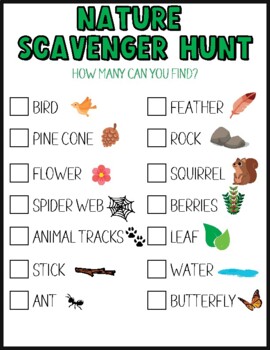 Outdoor Scavenger Hunt, Nature Scavenger Hunt Printable, Kids Outdoor ...